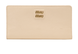 Miu Miu Madras Bifold Wallet, Leather, Cream MII, B, 2*